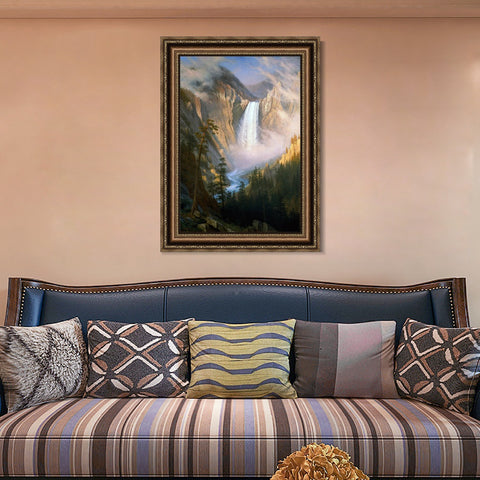 INVIN ART Framed Canvas Art Giclee Print Yellowstone Falls by Albert Bierstadt Wall Art Living Room Home Office Decorations