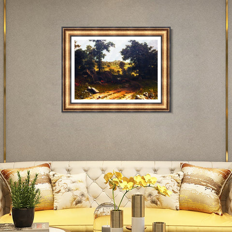 INVIN ART Framed Canvas Art Giclee Print A gravel road leading to the distance by Albert Bierstadt Wall Art Living Room Home Office Decorations