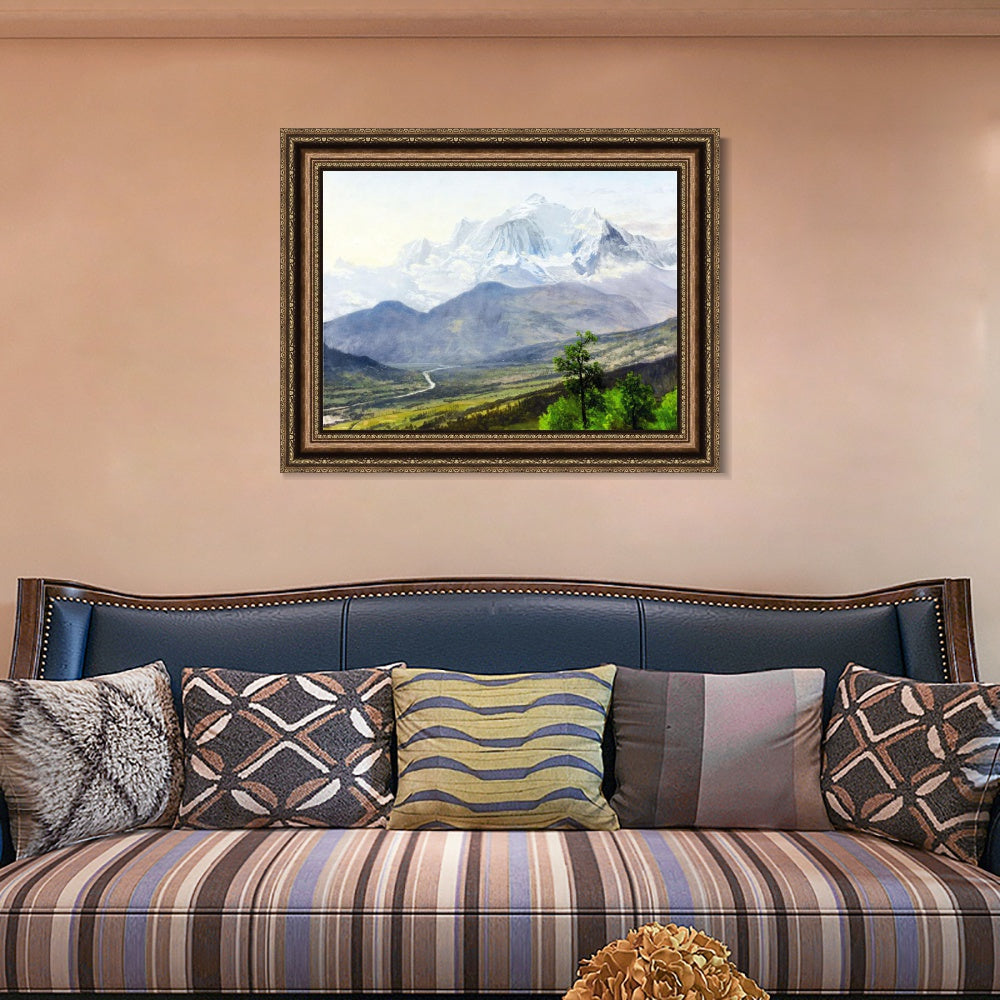 INVIN ART Framed Canvas Art Giclee Print Clouds through the mountains by Albert Bierstadt Wall Art