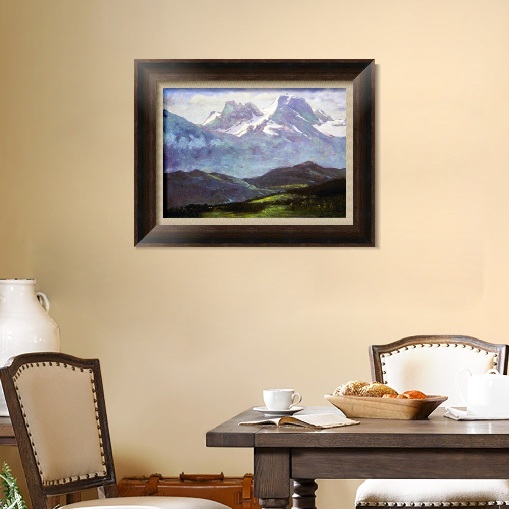 INVIN ART Framed Canvas Art Giclee Print At the foot of snow-capped mountains by Albert Bierstadt Wall Art