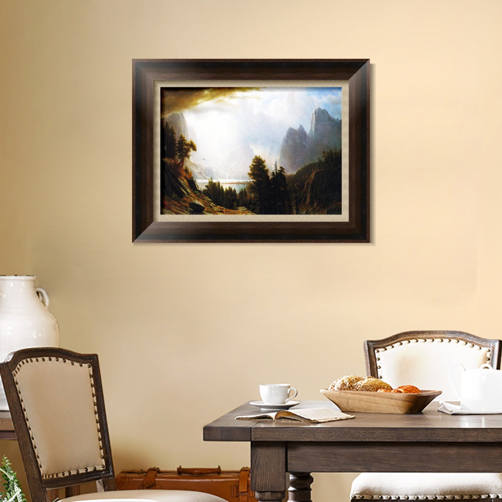 INVIN ART Framed Canvas Art Giclee Print Clouds gathering above the mountains by Albert Bierstadt Wall Art