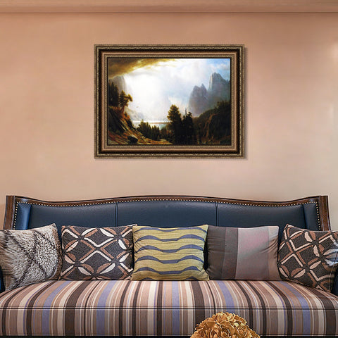 INVIN ART Framed Canvas Art Giclee Print Clouds gathering above the mountains by Albert Bierstadt Wall Art Living Room Home Office Decorations