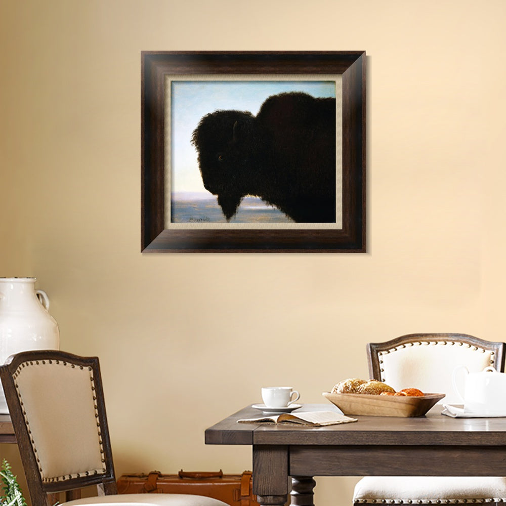 INVIN ART Framed Canvas Art Giclee Print Buffalo Head by Albert Bierstadt Wall Art