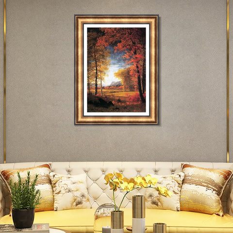 INVIN ART Framed Canvas Art Giclee Print Autumn in America, Oneida County, New York by Albert Bierstadt Wall Art Living Room Home Office Decorations