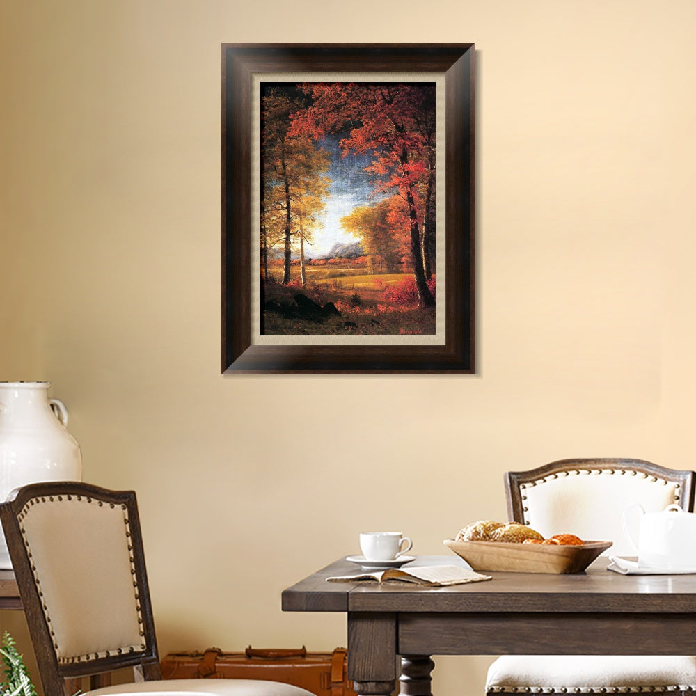 INVIN ART Framed Canvas Art Giclee Print Autumn in America, Oneida County, New York by Albert Bierstadt Wall Art