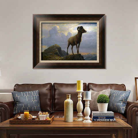 INVIN ART Framed Canvas Art Giclee Print Rocky mountain Sheep by Albert Bierstadt Wall Art Living Room Home Office Decorations