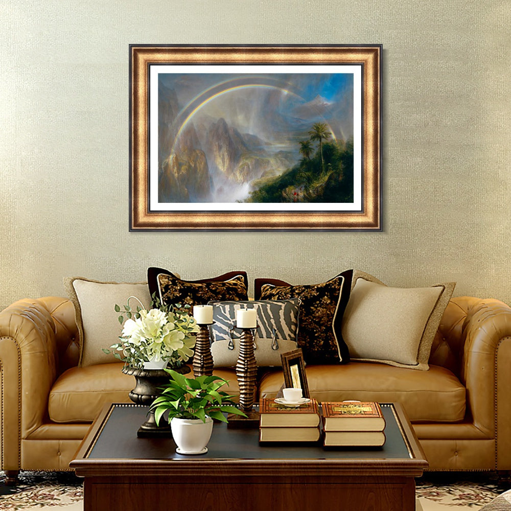 INVIN ART Framed Canvas Art Giclee Print Rainbow by Albert Bierstadt Wall Art