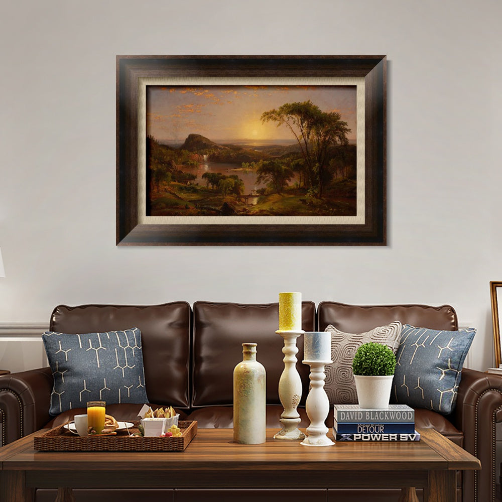 INVIN ART Framed Canvas Art Giclee Print Sunrise by Albert Bierstadt Wall Art