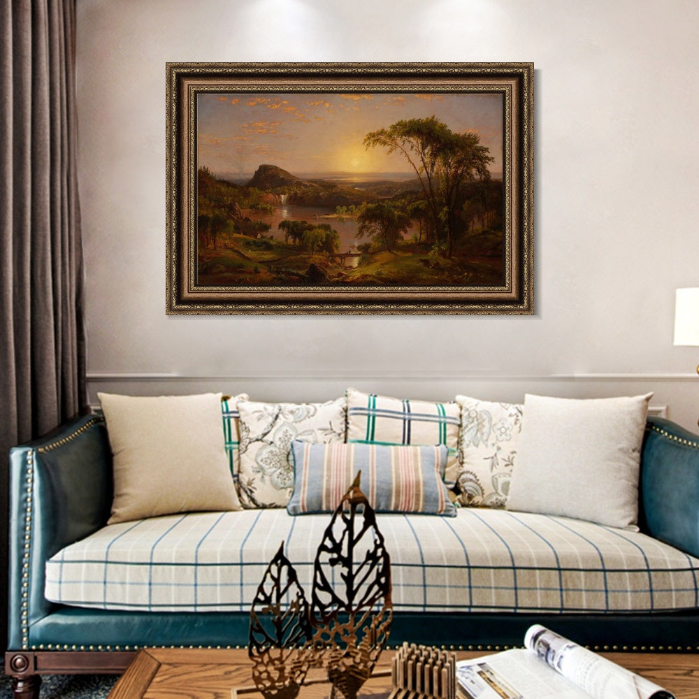 INVIN ART Framed Canvas Art Giclee Print Sunrise by Albert Bierstadt Wall Art