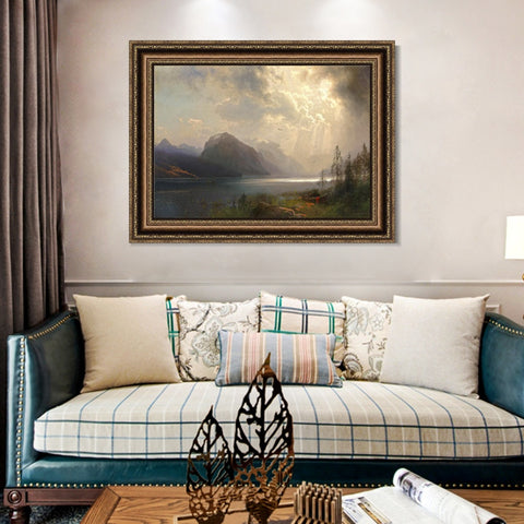 INVIN ART Framed Canvas Art Giclee Print Series#64 by Albert Bierstadt Wall Art Living Room Home Office Decorations