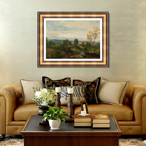 INVIN ART Framed Canvas Art Giclee Print A gravel road leading to the distance#2 by Albert Bierstadt Wall Art Living Room Home Office Decorations