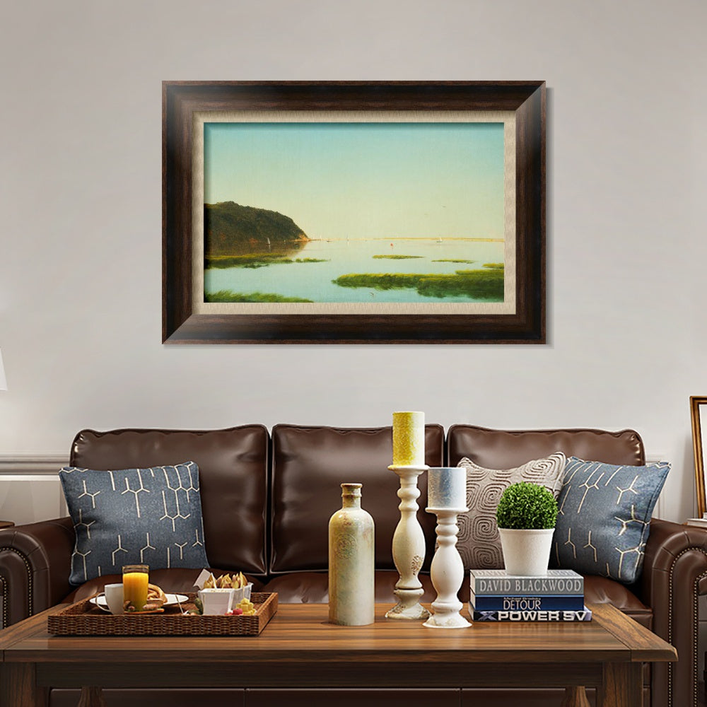 INVIN ART Framed Canvas Art Giclee Print boat and lake by Albert Bierstadt Wall Art