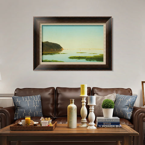 INVIN ART Framed Canvas Art Giclee Print boat and lake by Albert Bierstadt Wall Art Living Room Home Office Decorations
