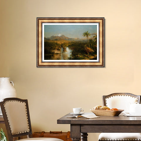 INVIN ART Framed Canvas Art Giclee Print coconut tree and lake by Albert Bierstadt Wall Art Living Room Home Office Decorations