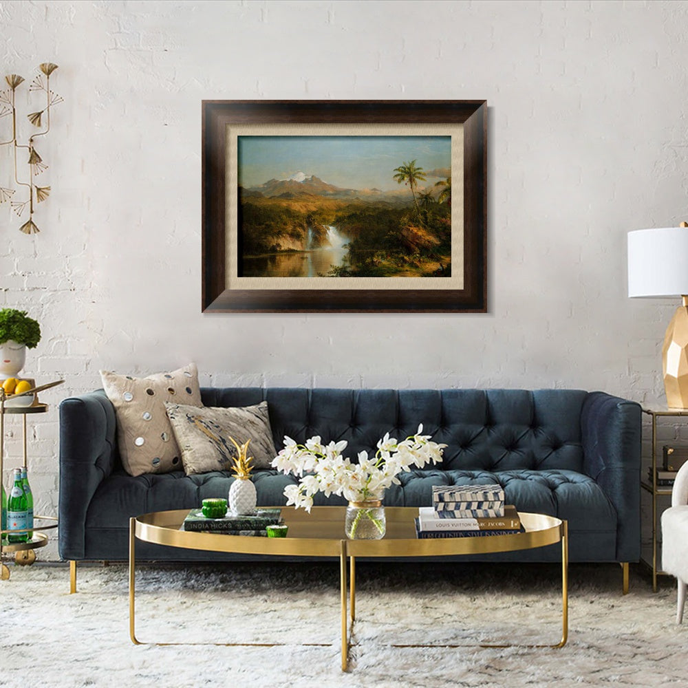 INVIN ART Framed Canvas Art Giclee Print coconut tree and lake by Albert Bierstadt Wall Art