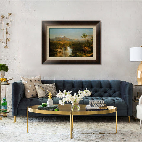 INVIN ART Framed Canvas Art Giclee Print coconut tree and lake by Albert Bierstadt Wall Art Living Room Home Office Decorations
