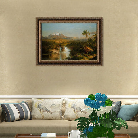 INVIN ART Framed Canvas Art Giclee Print coconut tree and lake by Albert Bierstadt Wall Art Living Room Home Office Decorations