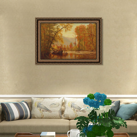 INVIN ART Framed Canvas Art Giclee Print Autumn by Albert Bierstadt Wall Art Living Room Home Office Decorations