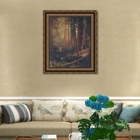 INVIN ART Framed Canvas Art Giclee Print Giant Redwood Trees of California 1874 by Albert Bierstadt Wall Art Living Room Home Office Decorations