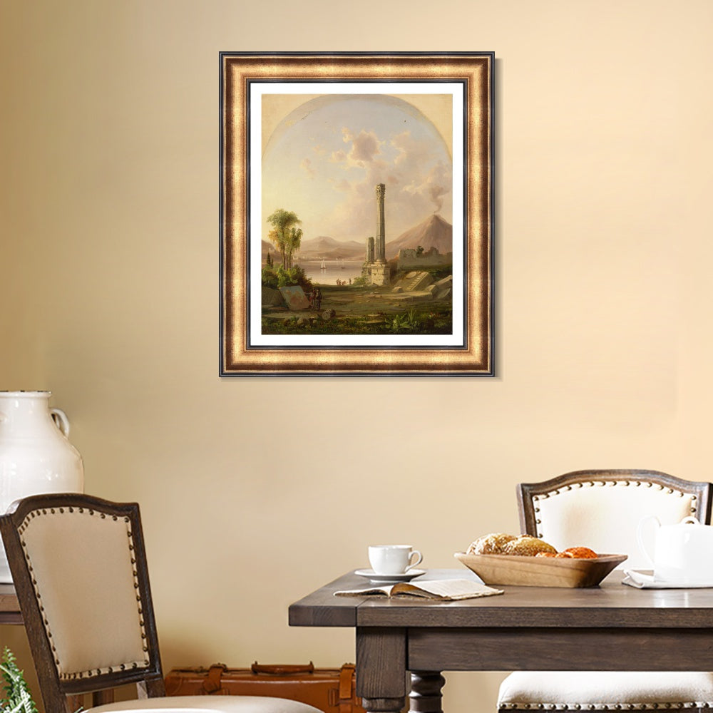 INVIN ART Framed Canvas Art Giclee Print boat lake and mountain by Albert Bierstadt Wall Art
