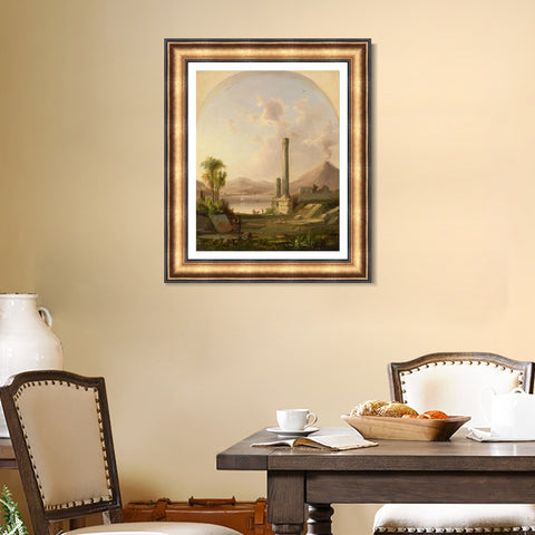 INVIN ART Framed Canvas Art Giclee Print boat lake and mountain by Albert Bierstadt Wall Art Living Room Home Office Decorations
