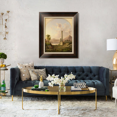 INVIN ART Framed Canvas Art Giclee Print boat lake and mountain by Albert Bierstadt Wall Art Living Room Home Office Decorations