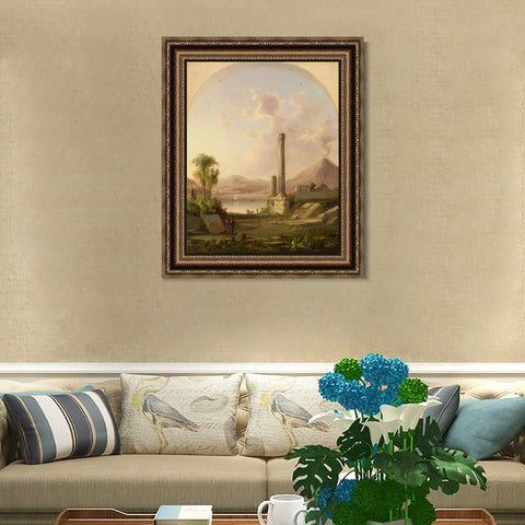 INVIN ART Framed Canvas Art Giclee Print boat lake and mountain by Albert Bierstadt Wall Art Living Room Home Office Decorations