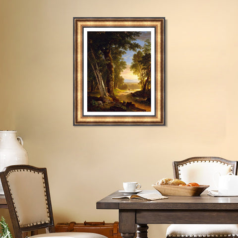 INVIN ART Framed Canvas Art Giclee Print Goats in sunset by Albert Bierstadt Wall Art Living Room Home Office Decorations