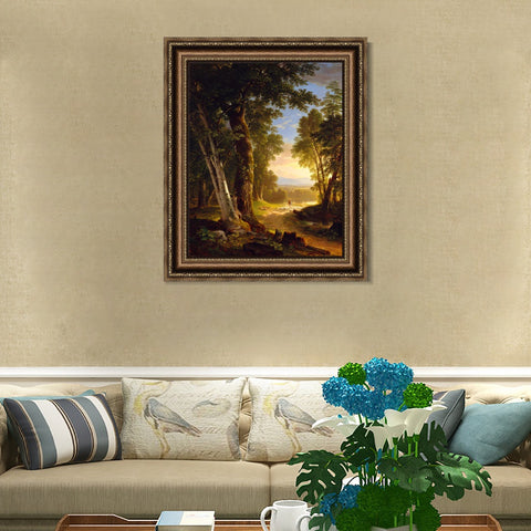 INVIN ART Framed Canvas Art Giclee Print Goats in sunset by Albert Bierstadt Wall Art Living Room Home Office Decorations
