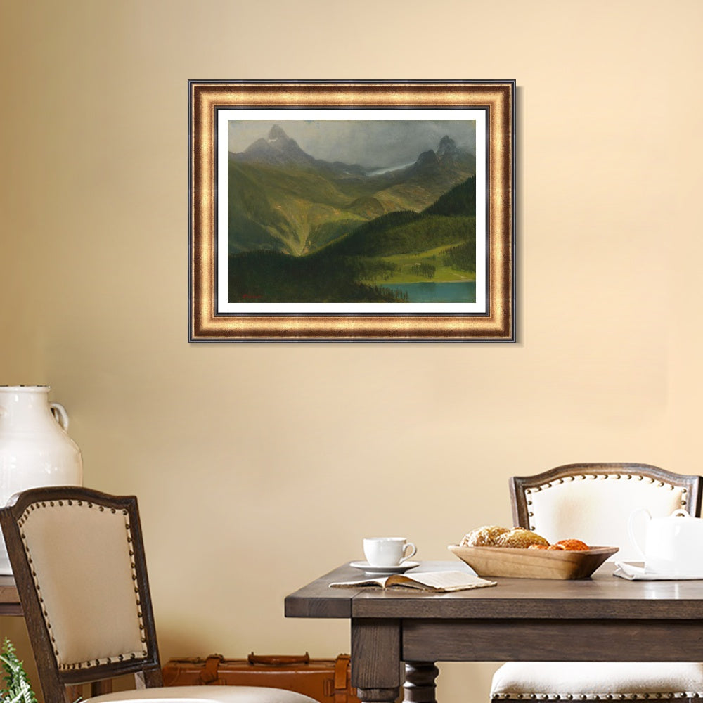 INVIN ART Framed Canvas Art Giclee Print Landscape Mountains by Albert Bierstadt Wall Art