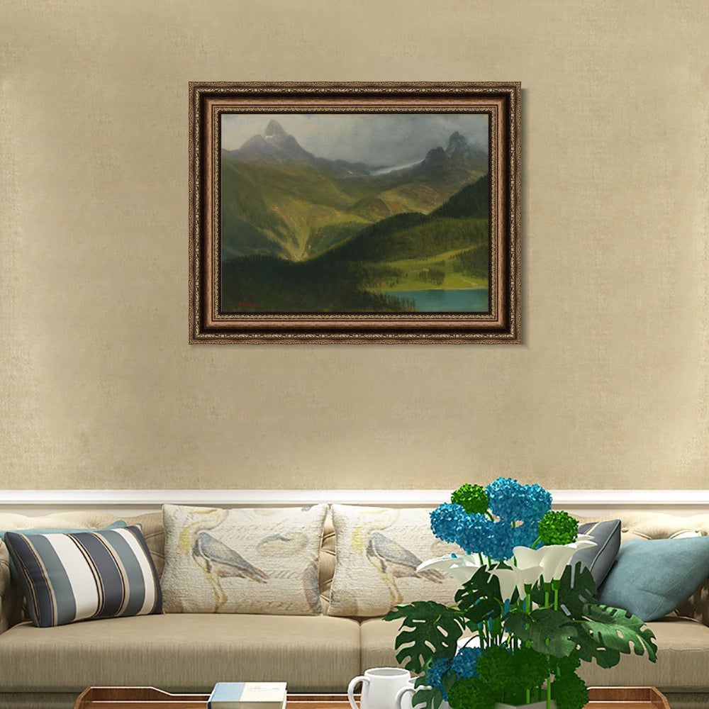 INVIN ART Framed Canvas Art Giclee Print Landscape Mountains by Albert Bierstadt Wall Art