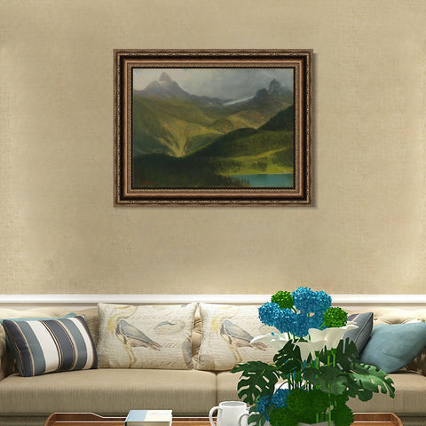 INVIN ART Framed Canvas Art Giclee Print Landscape Mountains by Albert Bierstadt Wall Art Living Room Home Office Decorations