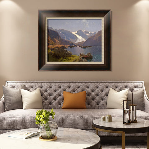 INVIN ART Framed Canvas Art Giclee Print A lonely boat by Albert Bierstadt Wall Art Living Room Home Office Decorations