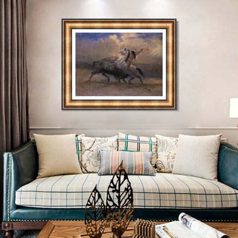 INVIN ART Framed Canvas Art Giclee Print The Last Of The Buffalo#2 by Albert Bierstadt Wall Art Living Room Home Office Decorations