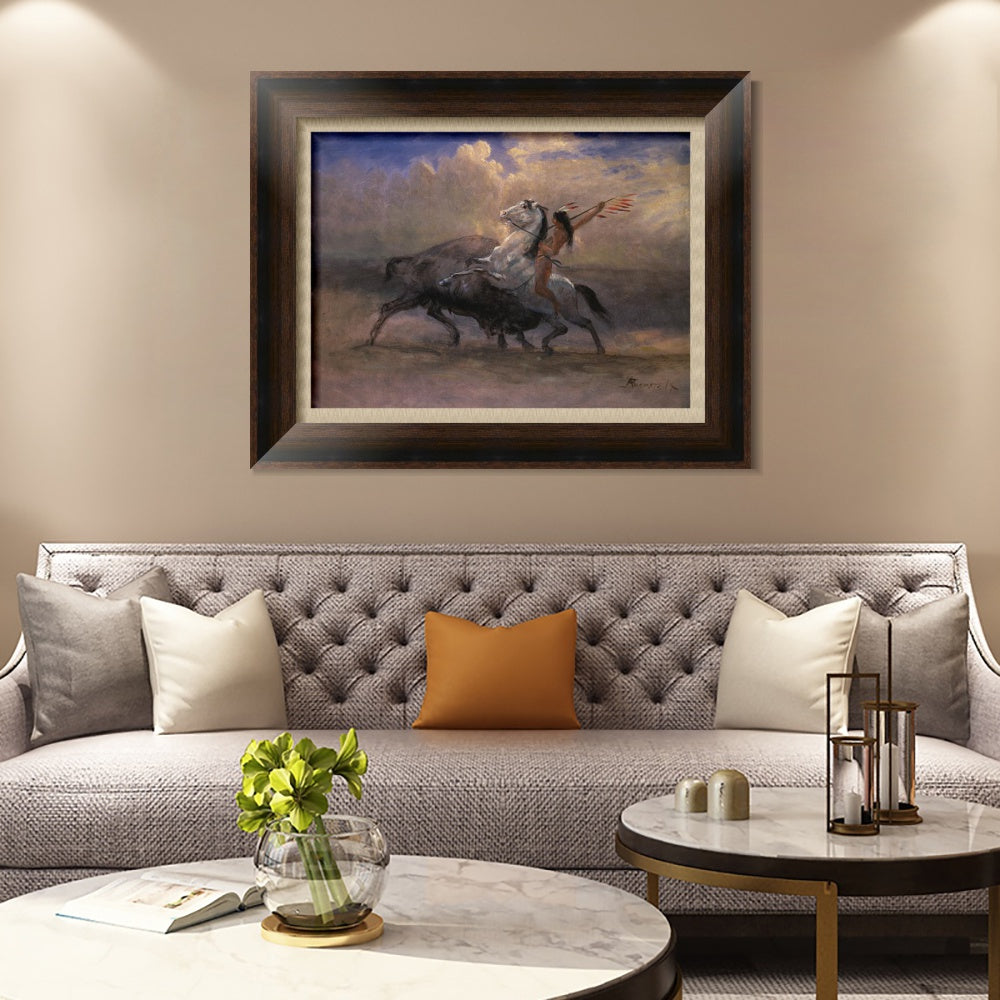 INVIN ART Framed Canvas Art Giclee Print The Last Of The Buffalo#2 by Albert Bierstadt Wall Art