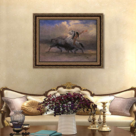 INVIN ART Framed Canvas Art Giclee Print The Last Of The Buffalo#2 by Albert Bierstadt Wall Art Living Room Home Office Decorations