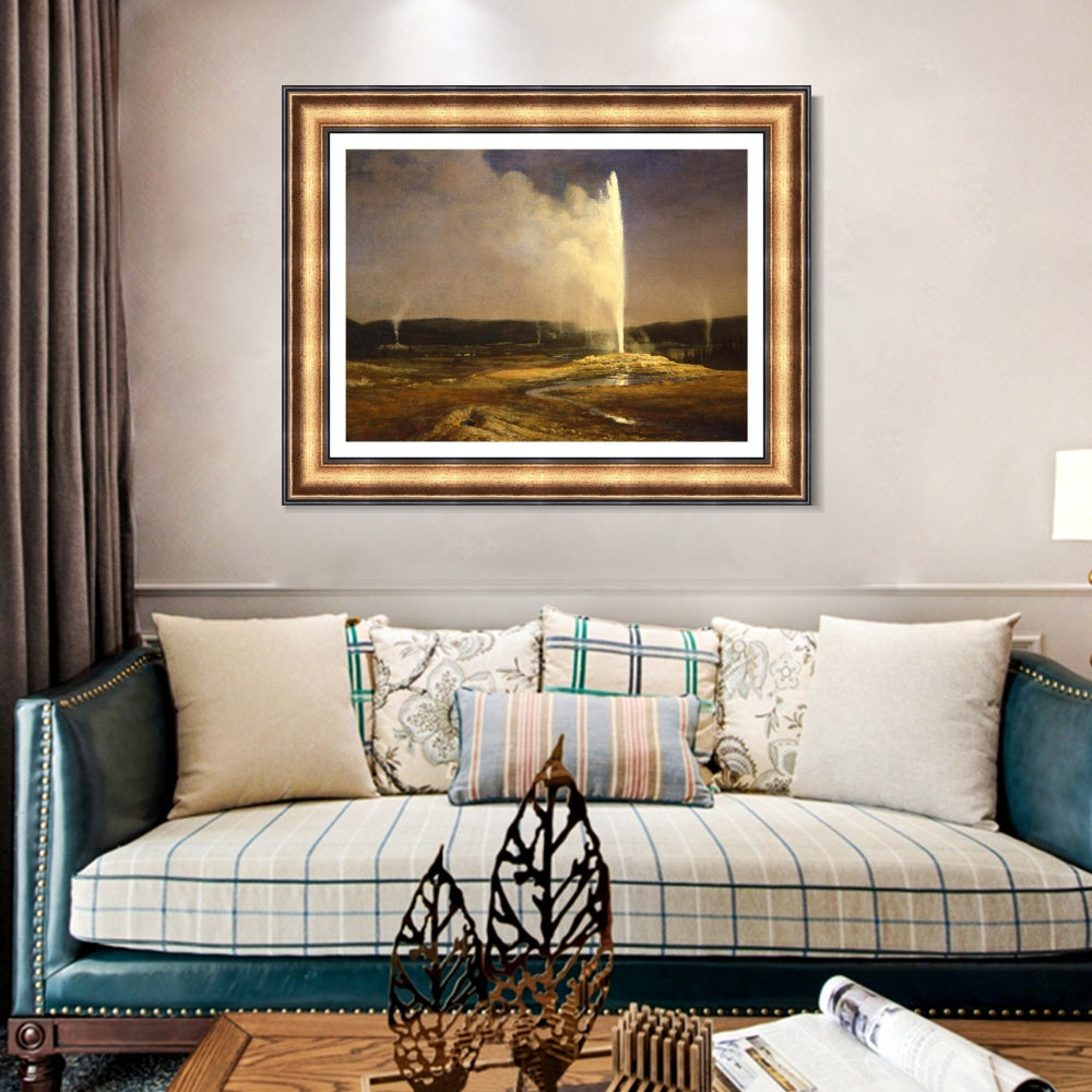 INVIN ART Framed Canvas Art Giclee Print Old Faithful by Albert Bierstadt Wall Art
