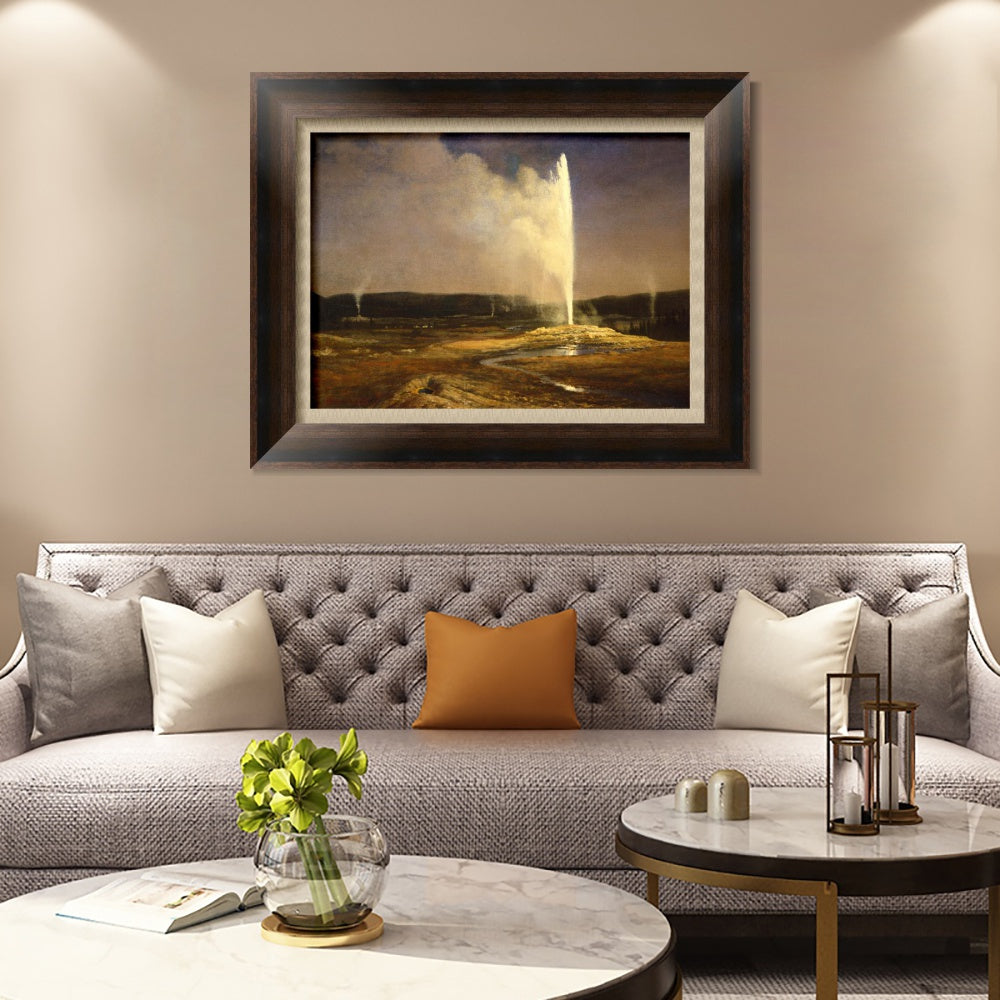 INVIN ART Framed Canvas Art Giclee Print Old Faithful by Albert Bierstadt Wall Art