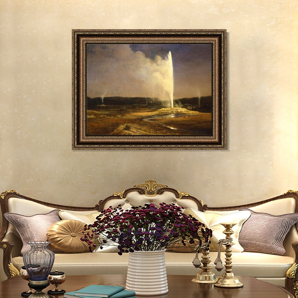 INVIN ART Framed Canvas Art Giclee Print Old Faithful by Albert Bierstadt Wall Art