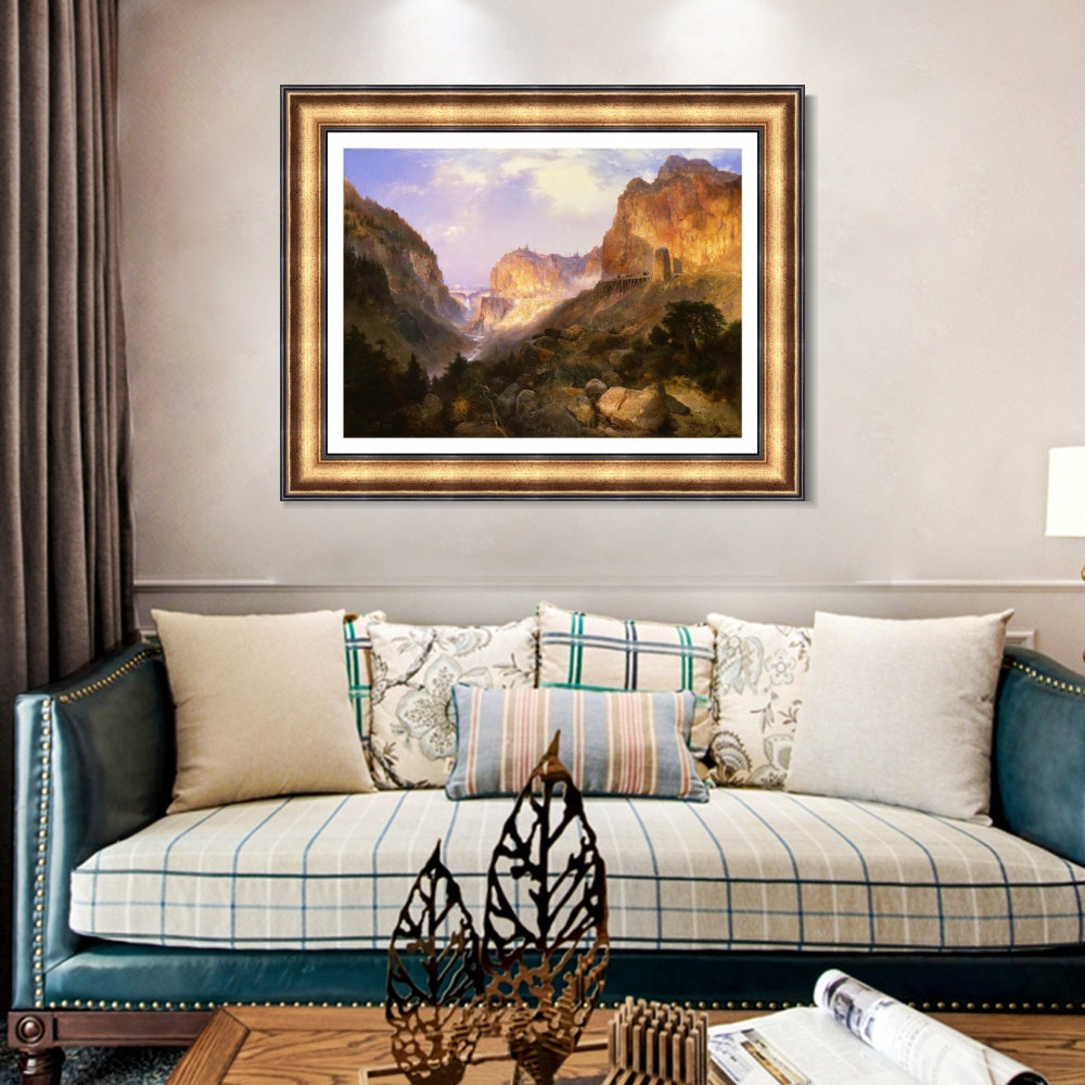 INVIN ART Framed Canvas Art Giclee Print Mountain and streams by Albert Bierstadt Wall Art