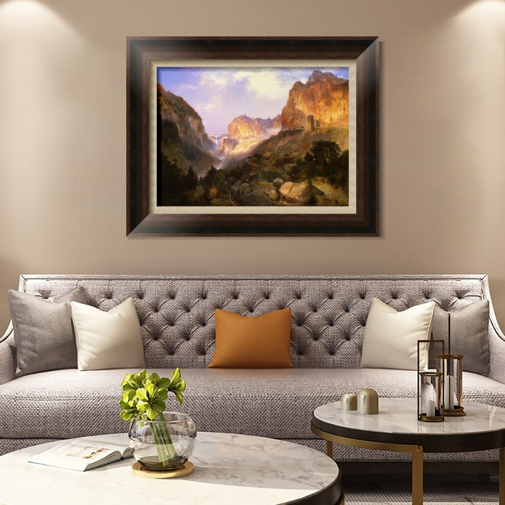 INVIN ART Framed Canvas Art Giclee Print Mountain and streams by Albert Bierstadt Wall Art