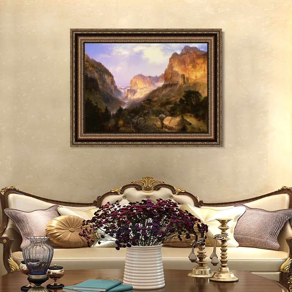 INVIN ART Framed Canvas Art Giclee Print Mountain and streams by Albert Bierstadt Wall Art