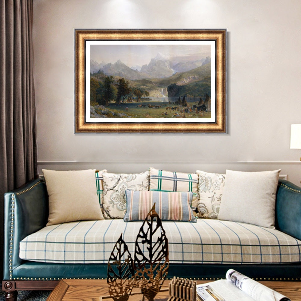 INVIN ART Framed Canvas Art Giclee Print Magasin indien dans les Montagnes Rocheu by Albert Bierstadt Wall Art