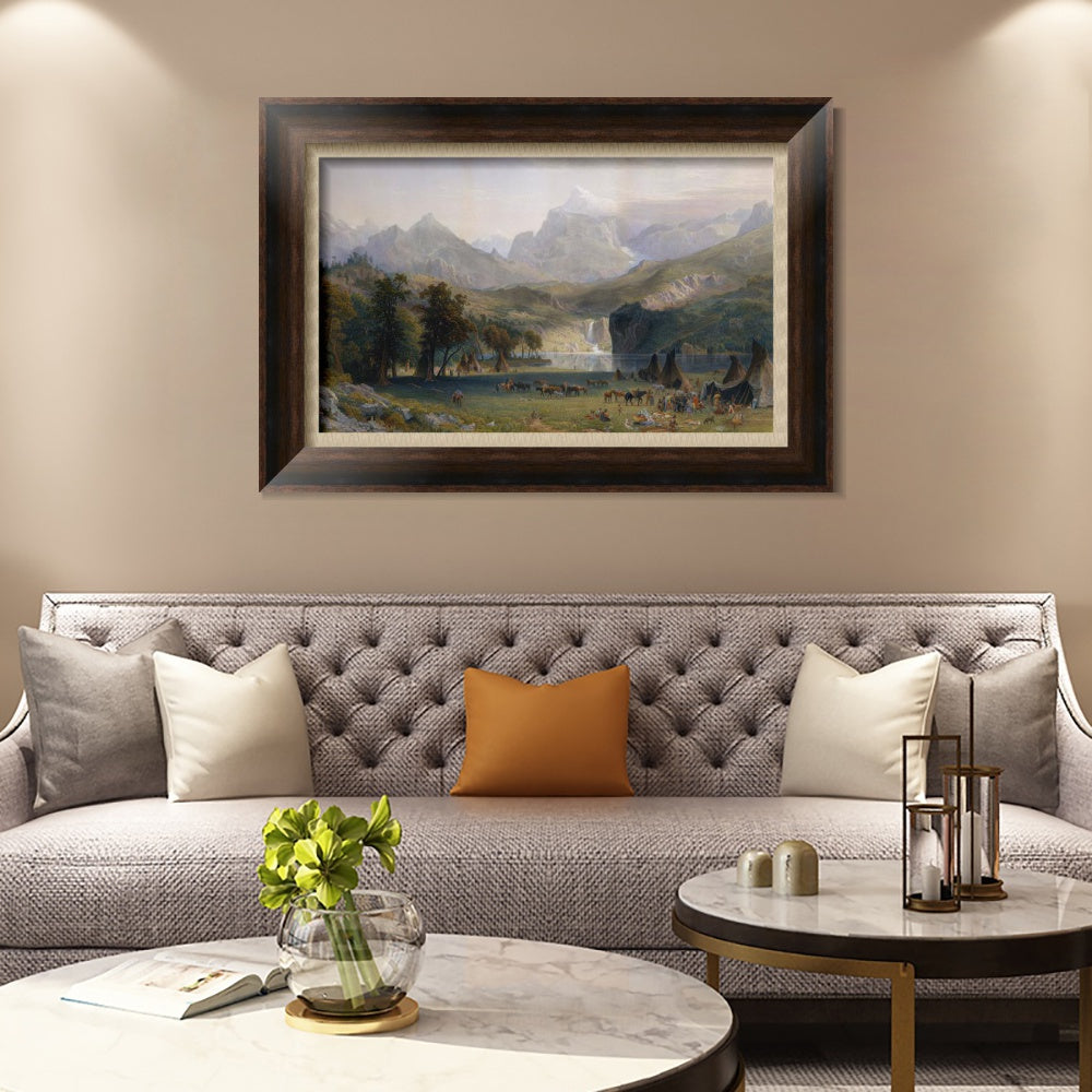 INVIN ART Framed Canvas Art Giclee Print Magasin indien dans les Montagnes Rocheu by Albert Bierstadt Wall Art