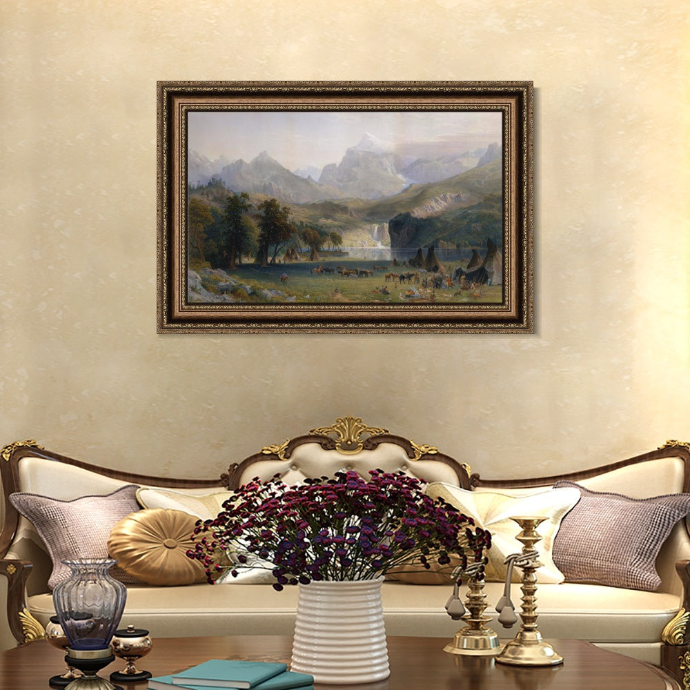 INVIN ART Framed Canvas Art Giclee Print Magasin indien dans les Montagnes Rocheu by Albert Bierstadt Wall Art