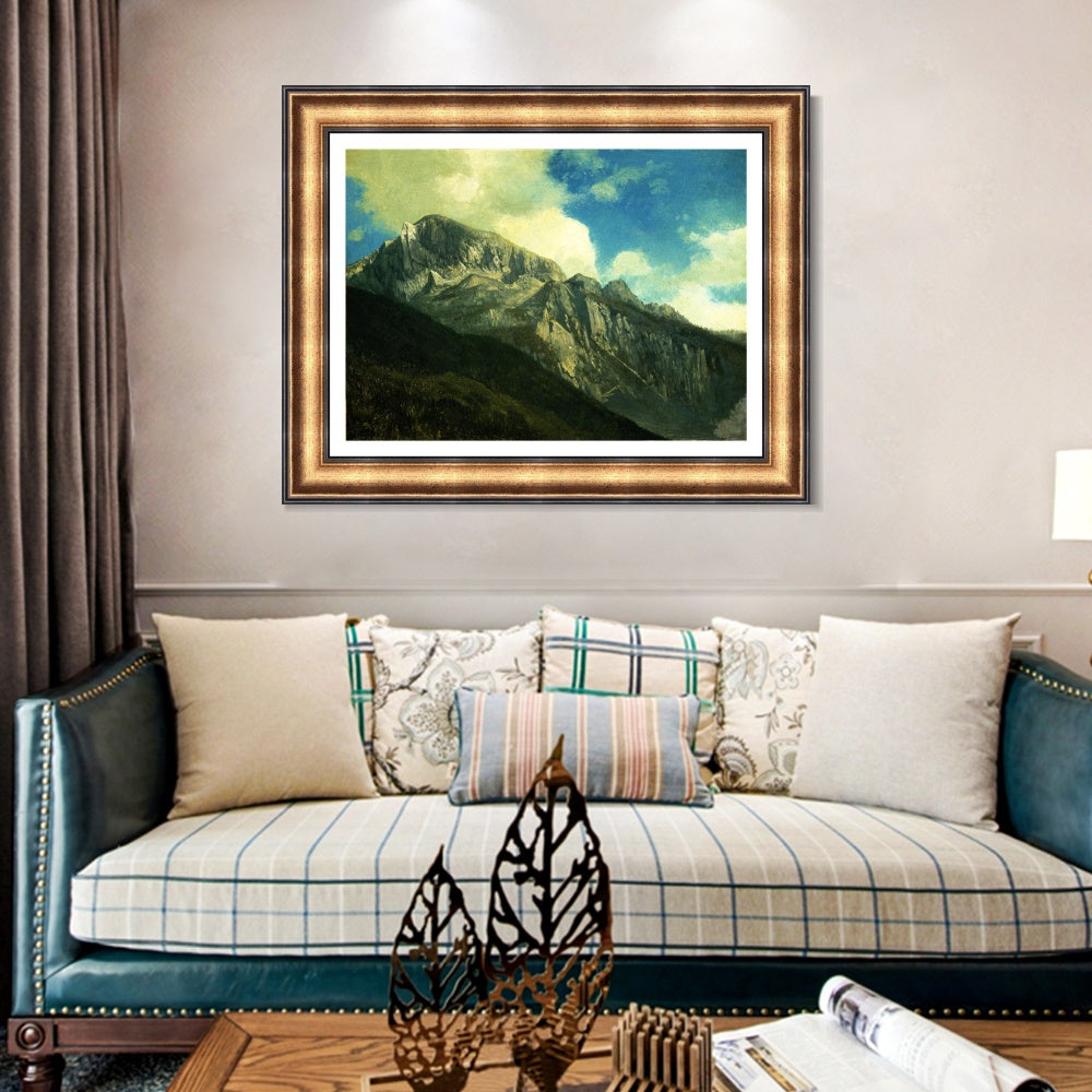 INVIN ART Framed Canvas Art Giclee Print Mountain Peaks in the Clouds#2 by Albert Bierstadt Wall Art