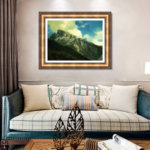 INVIN ART Framed Canvas Art Giclee Print Mountain Peaks in the Clouds#2 by Albert Bierstadt Wall Art Living Room Home Office Decorations