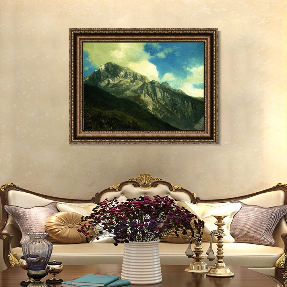 INVIN ART Framed Canvas Art Giclee Print Mountain Peaks in the Clouds#2 by Albert Bierstadt Wall Art