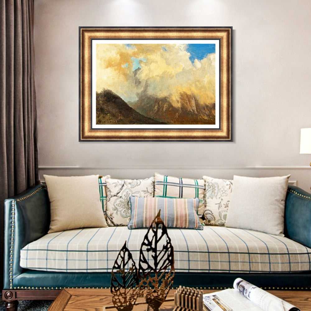 INVIN ART Framed Canvas Art Giclee Print Mountain and clouds#2 by Albert Bierstadt Wall Art