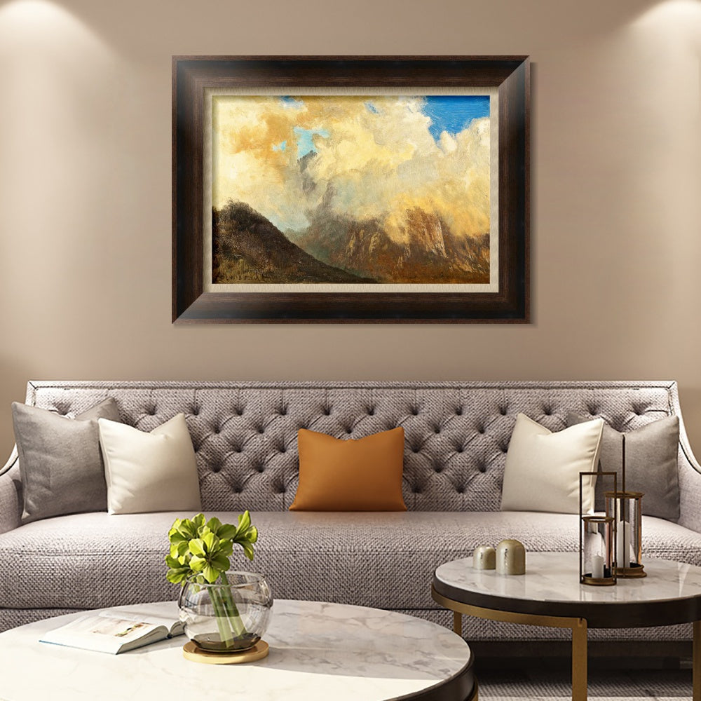 INVIN ART Framed Canvas Art Giclee Print Mountain and clouds#2 by Albert Bierstadt Wall Art